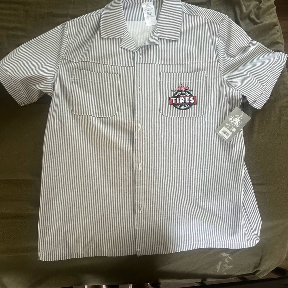 Disney Black and White Striped Button Down Shirt